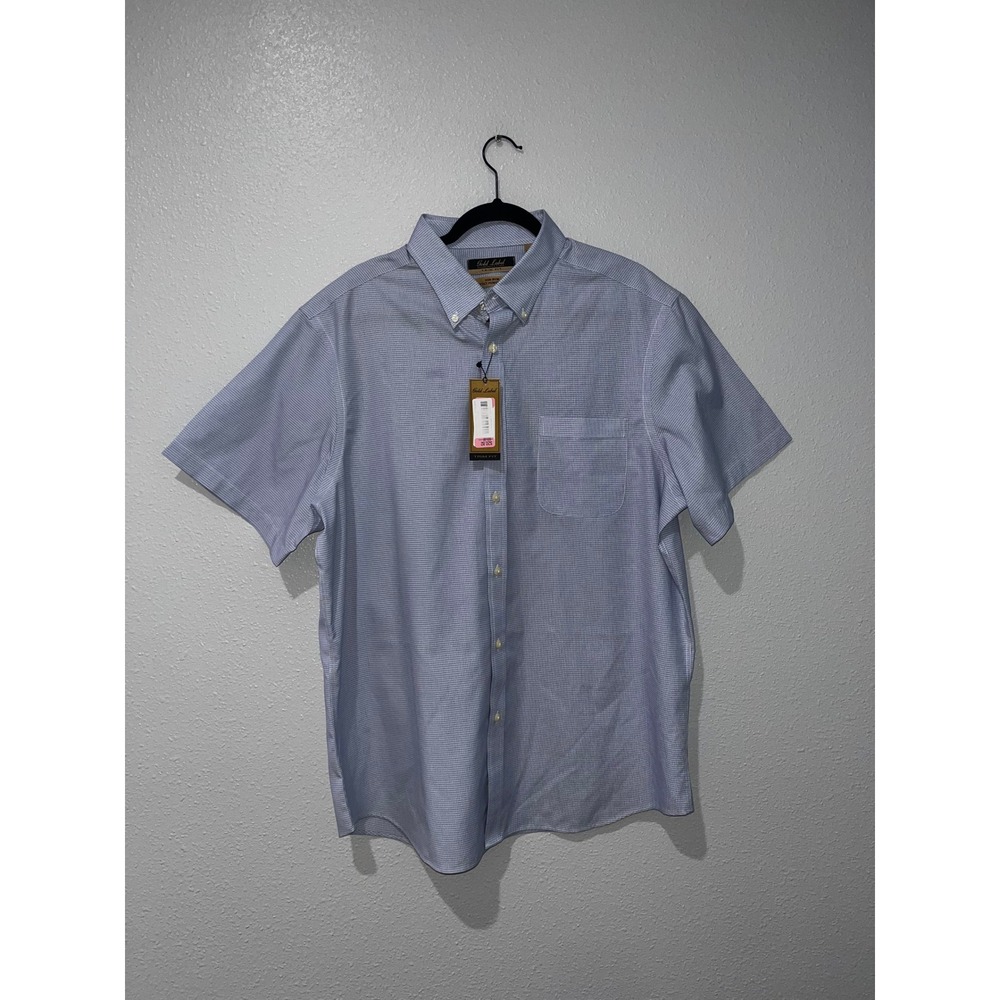 Roundtree & Yorke Gold Label Trim Fit Non-Iron Shirt Blue Grid XL RYGTFWOV18-500